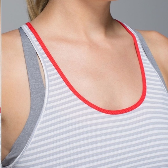 Lululemon What The Sport Singlet Racerback Tank Top Silver Stripe White - Picture 12 of 14